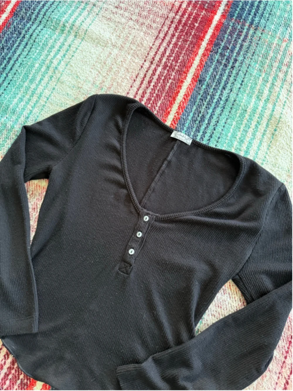 Free People Intimately Black Henley Top XS